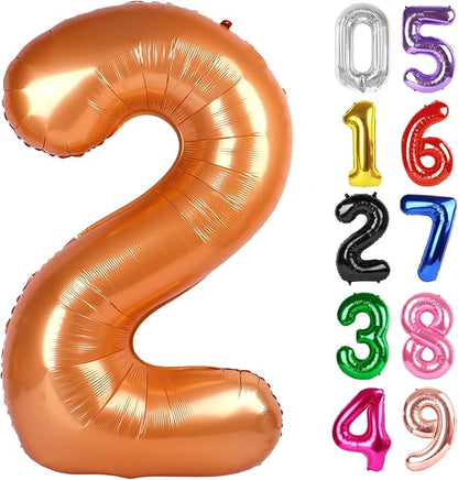 Orange Number 2 Balloon 40 Inch, 2nd Birthday Party Decorations Men Women | by IWERP