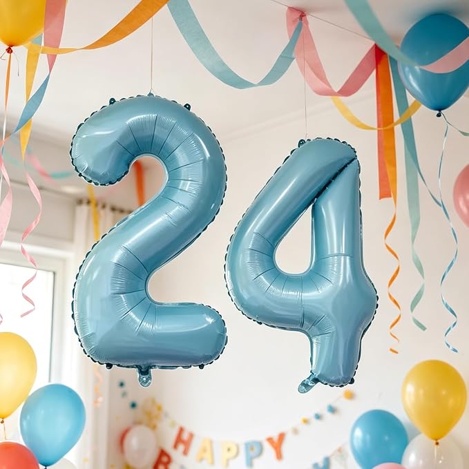 10 Pcs Number Balloons 32 Inch Baby Blue 0-9 Number Mylar Foil Balloons Baby - Image 4