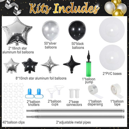 Gejoy 110 Pcs Black Silver Balloons Column Stand Kit Adjustable Tower Stand - Image 2
