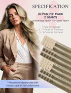 DOORES Invisi Edge Tape in Hair Extensions, Light Brown Highlighted Medium Blonde 10 Injection Tape-ins with 10 Classic Tape-ins 50g 24 Inch, Virgin Human Hair Extensions