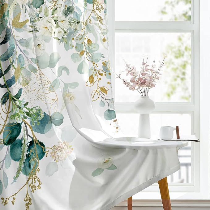 Gold Green Botanical Curtains 96 Inches Long - Image 5