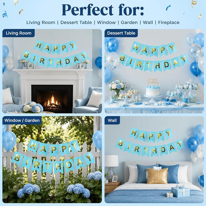 Blue Happy Birthday Banner Sign - Image 4