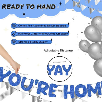 Fulmoon Pre Strung Yay You're Home Banner Glitter Welcome Home Party - Image 3