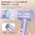 Hair Dryer, High-Speed Ionic Low Noise Blow Dryer with Brushless Motor for Fast Drying, Thermo-Control Quiet Compact Hair Blow Dryer, Hairdryer with 1 Nozzle Attachments for Home Salon Travel