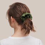 LILYSILK Silk Hair Scrunchies/Ties for Frizz & Breakage Prevention, 100% Mulberry, No Damage, Elastic ponytail Holders, 1Pc, Olive Green
