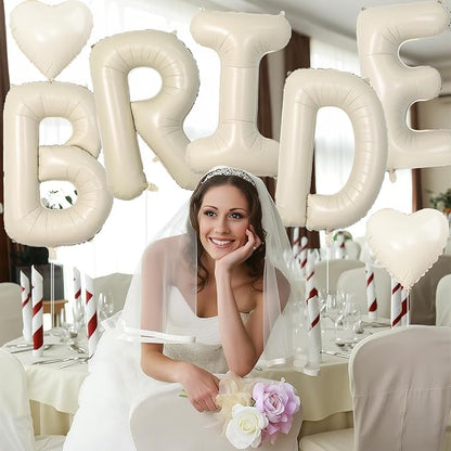 40inch Beige BRIDE Letter Balloons, Giant Cream White Sand Bride Foil Helium - Image 5
