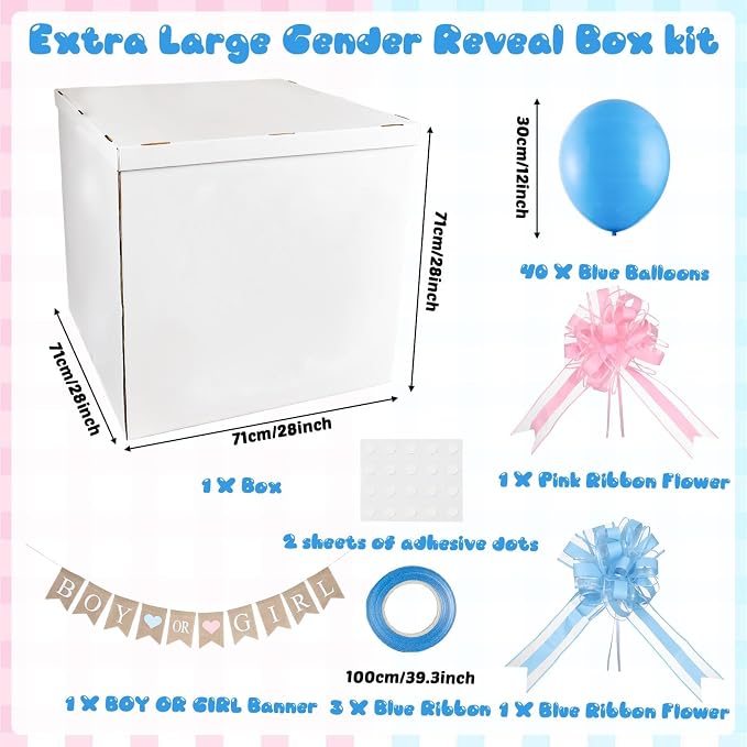 28in Giant Gender Reveal Gift Box - Image 2