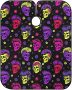 Salon Gown Cape Cool Goth Rock Skull Haircut Cloth Wrap Protector, Extra Large Hairdresser Apron for Hair Dye, Barber Aceessories