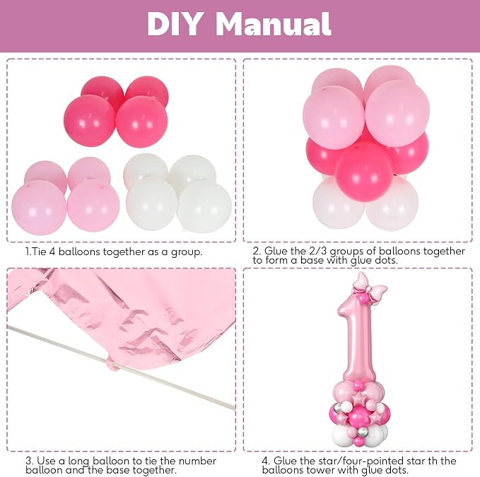 40 Inch Pink Number 1 Balloon for 1st Birthday Decorations Pastel Baby Pink - Image 6