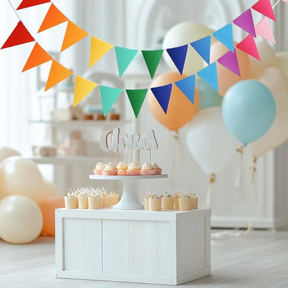 48Pcs Colorful Rainbow Pennant Banner, 4 Strings | Triangle Bunting Flags - Image 3
