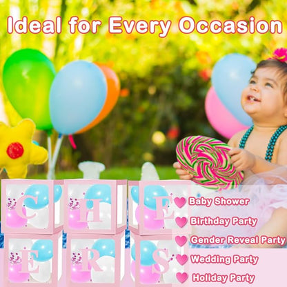 Pink Transparent Balloon Boxes, 6 Valentine's Day Baby Boxes - Image 6
