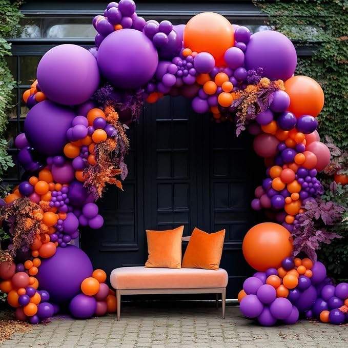 Dark Purple Balloons-Double Stuffed Lavender Balloon Garland Different Sizes - Image 8