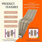 Full Shine 12 Inch Tape in Hair Extensions Human Hair Color 19 Grey Fading to 8 Ash Brown And 60 Blonde Hair Extensions Tape in 30 Gram Tape in Extensions Seamless Skin Weft for Women 20 Pieces
