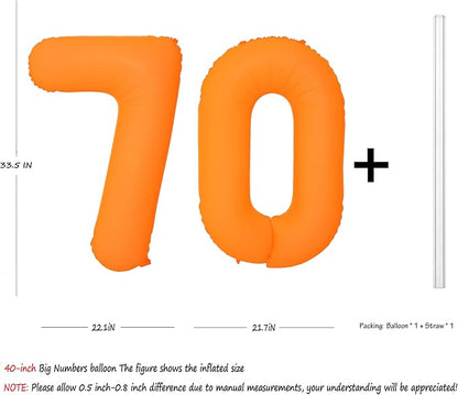 Orange Birthday Number 70 Balloon 40IN Fluorescent Orange 70 Balloon | - Image 2