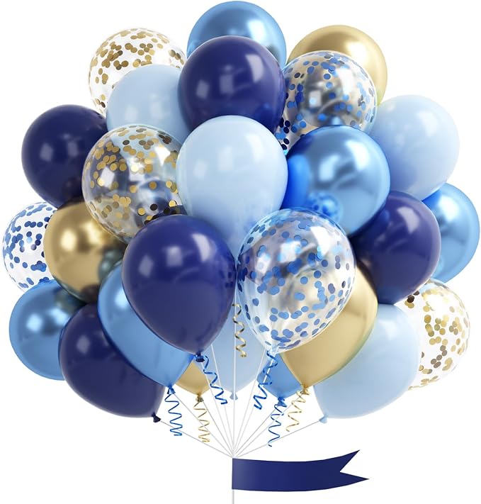 Navy Blue Gold Balloon by OTLGEUA