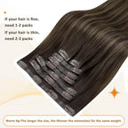 Full Shine Seamless Human Hair Clip in Extensions 14 Inch Ombre Dark Brown to Light Brown with Honey Blonde Clip in Hair Extensions for Women 8 PCS 120 Grams