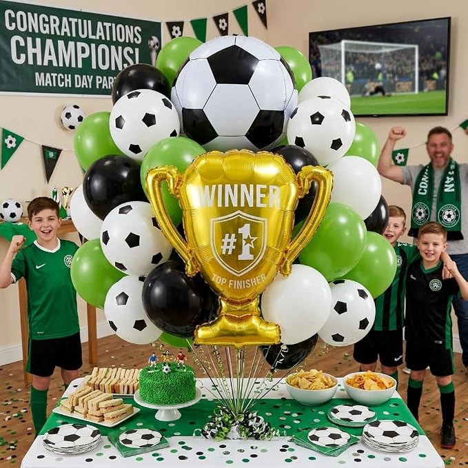 Green and Black Soccer Balloons - Image 6