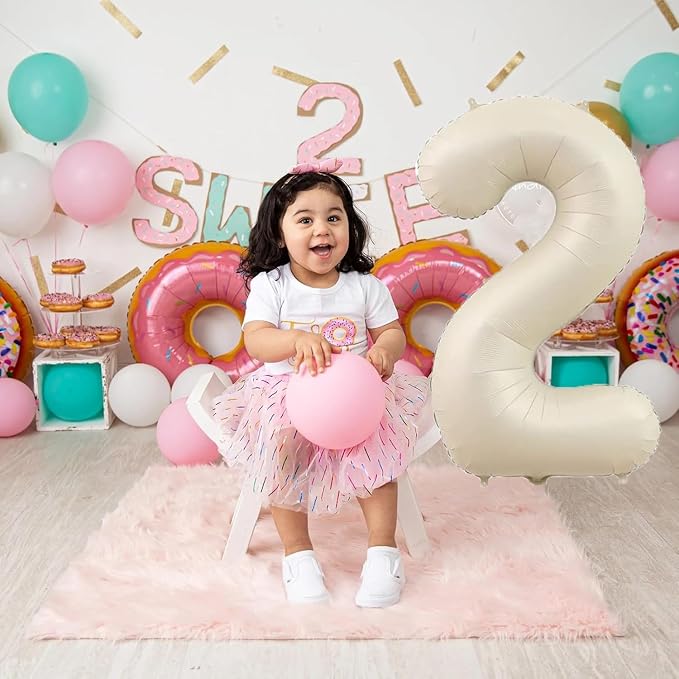 40 inch Cream White Number Balloon Giant Foil Helium Balloons Beige Number 3 - Image 7
