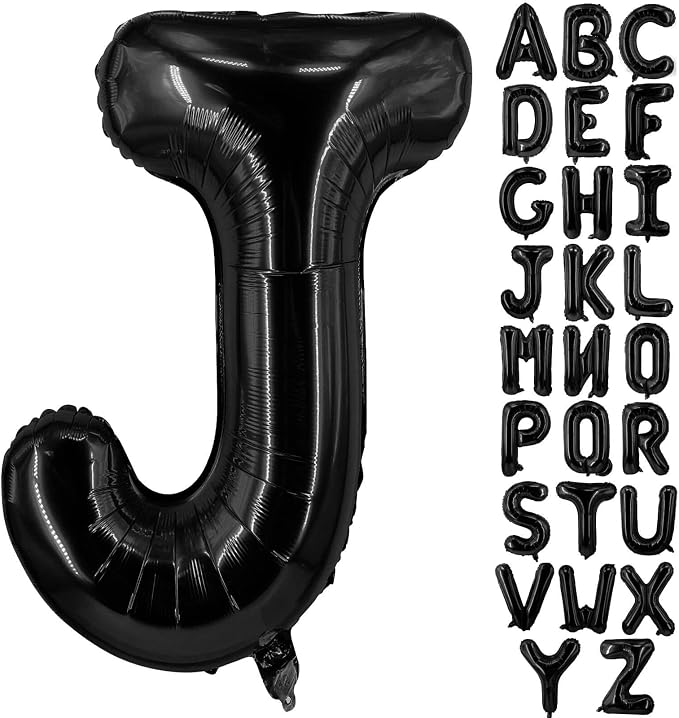 Lovoir 40 Inch Large Black Letter J Balloons Big Size Jumbo Mylar Foil Helium by Lovoir