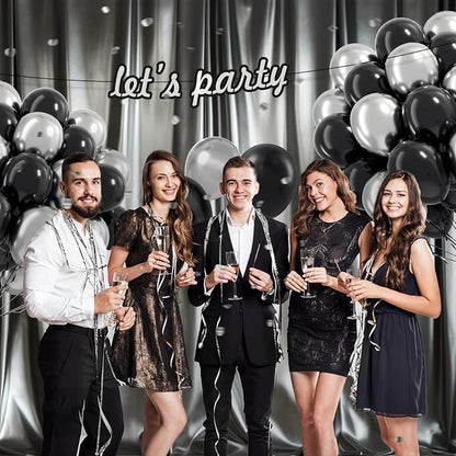 12inch Black and Silver Balloons - Image 6