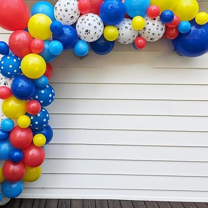 Dog Paw Balloons, 12 Inch Carnival Circus Balloons Red Yellow Blue and White - Image 6
