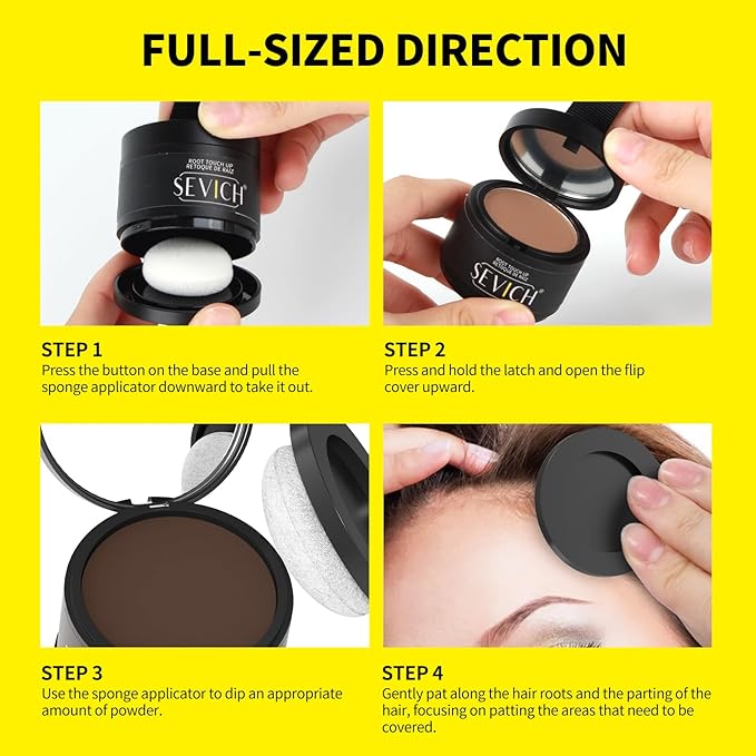 SEVICH Magnetic Hairline Powder with Brush | Refillable Root Touch Up for Sparse Hairlines & Gray Coverage | Waterproof, Sweat-Proof & Smudge-Proof | Natural & Invisible Hair Concealer (Med Brown)