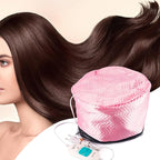 Electric Hair Steamer Cap with Temperature Control, Removable Thermal Hair Care Hat for Home Spa (Pink Type)