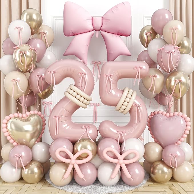 Pink 40 Inch Balloon Number 25 for 25th Birthday Decorations Women, Dusty Blush by Jobkoo