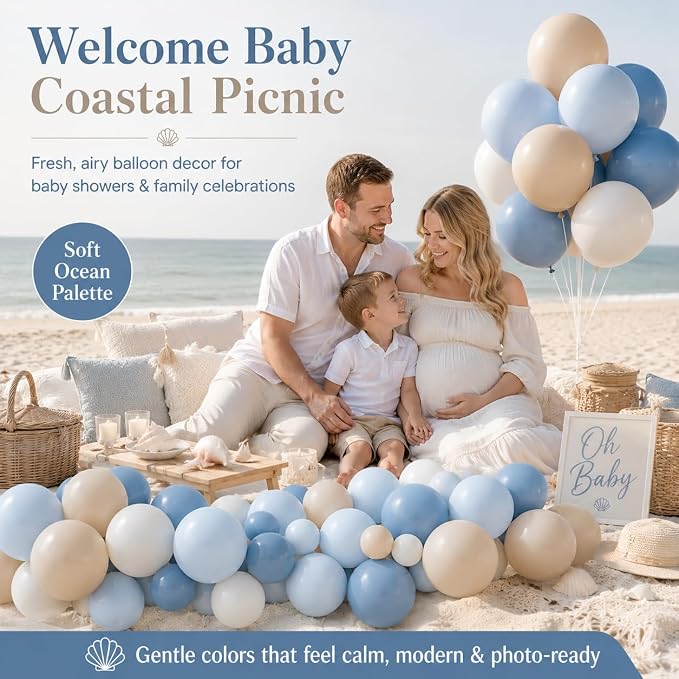 Blue White Balloons 12INCH Latex Balloon Coastal Birthday Sea Baby Shower | - Image 7