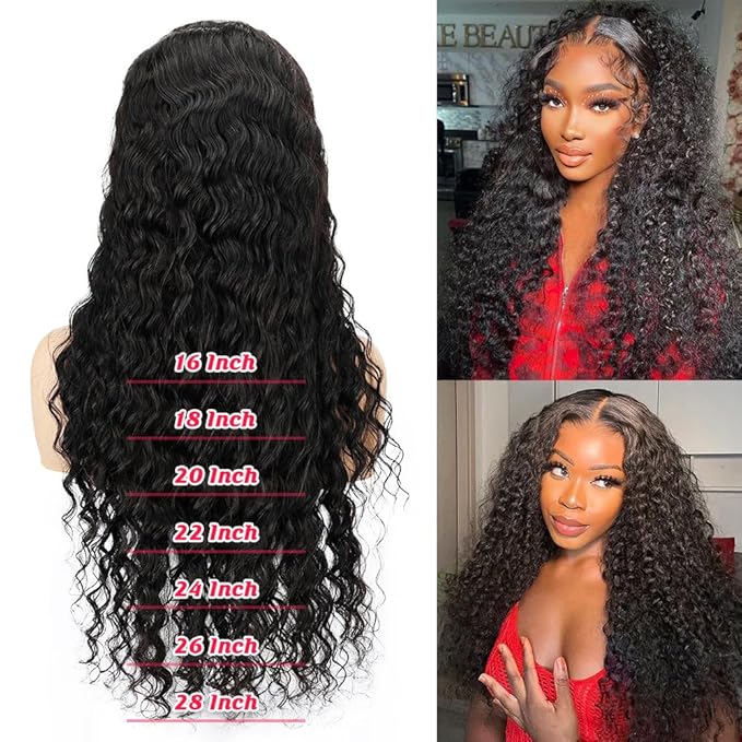SOSATISFY Deep Wave Lace Front Wigs Human Hair 4x4 HD Transparent Lace Closure Wigs Glueless 180% Density Human Hair Wigs for Black Women Pre Plucked with Baby Natural Hairline (20 inch)