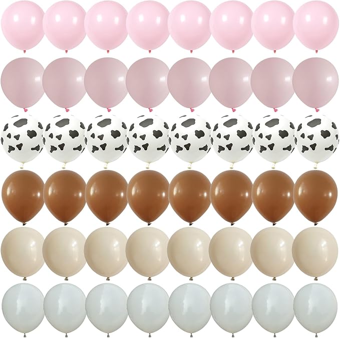 Cowgirl Balloons, 12 Inch Light Pink Brown Sand and Cow Print Balloon - Image 8
