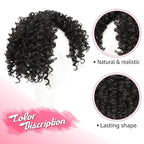 Natural Afro Kinky Curly Short Hair Toppers With Bangs - Clip in Synthetic Wiglets for Men and Women With Thinning Hair - Instant Volume and Style (Black Brown)