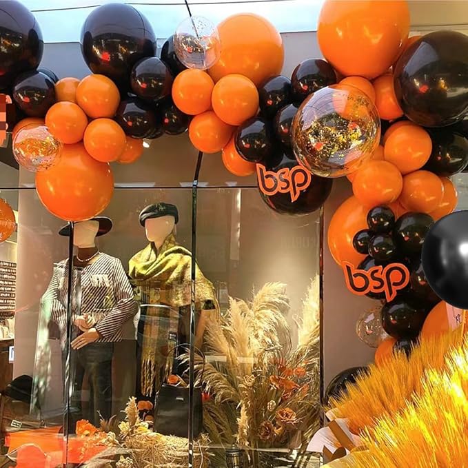 MEBAY Orange Black White and Metallic Silver Balloons Garland Arch Kit - Image 4