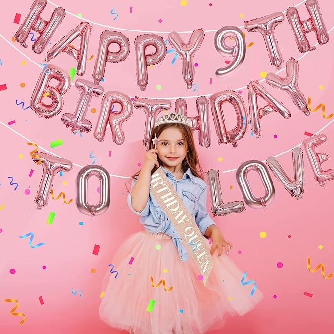 Rose Gold Happy Birthday Balloon Banner Set -16" Foil Letters Balloons | 76pcs - Image 9