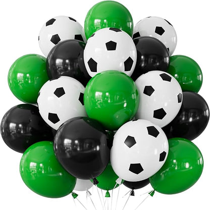 Soccer Balloons, Birthday Party Decor | Green and Black Soccer Printed Latex by Haolongfa