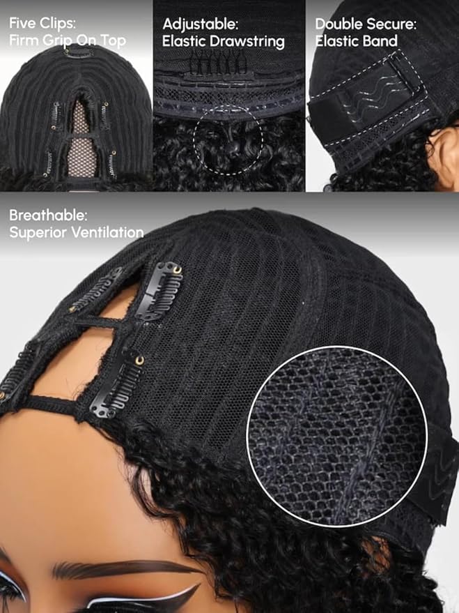 YIROO EasiContour V Part Wigs Human Hair Yaki Straight Human Hair Wigs No Leave Out Glueless Upgraded U Part Wigs for Women V Shape Clip in Vpart Wig No Sew in No Glue Beginner Friendly 18 inch