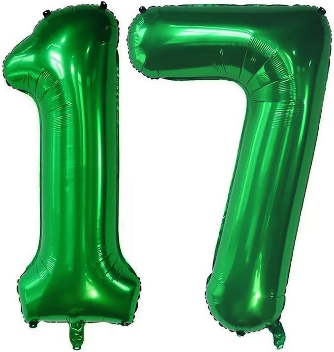 Number 17 Dark Green Balloons 40 Inch Giant Green 17 Numer Foil Helium Balloons by LHOAVWE