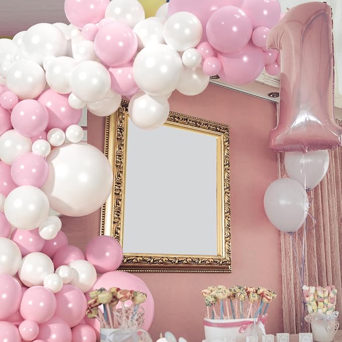 110pcs Pink and Pearl White Balloons Garland Arch Kit, 18/12/10/5 Inch | Pastel - Image 4