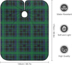 Full Coverage Professional Salon Cutting Barber Hairdressing Cape, Dyeing Salon Apron Green Scottish Tartan Plaid Check Hair Cutting Cloak for Hair Cutting Styling