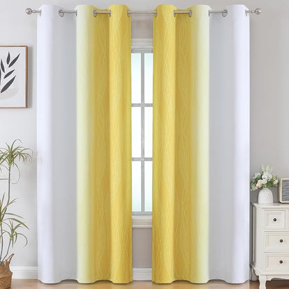 Yellow and Greyish White Gradient Room Darkening Blackout - Image 2