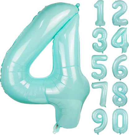 Macaron Blue Number 4 Balloon 40in Large Helium Foil Polyester Film Balloon | by Exquisitehighqualitypartydecorationstomeetyoureveryneed%EF%BC%81