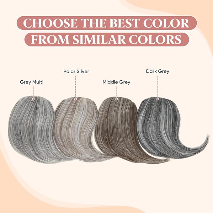 SARLA Clip in Side Bangs Extension Straight Synthetic Fake Bangs One Piece for Women Grey Multi