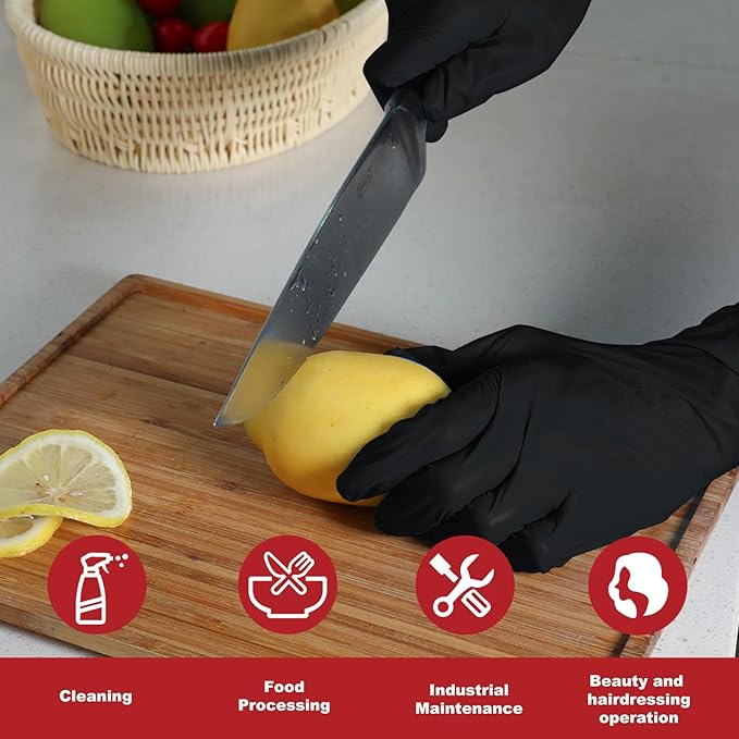 Disposable Gloves Extra Large, Nitrile and Vinyl Blend Latex Free Gloves, 4 Mil,1000 Pc. Food Grade Glove for Cleaning, Food Prep, Hair Dye, Tattoo, Black