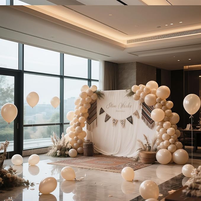 Cream Balloons 30 Pack 18 inch Latex Party Neutral Round Beige Sand White - Image 6