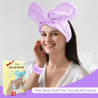 Face Wash Headband and Wristband Set Fashion Spa Headband, Coral Velvet Face Wash Set for Women, Adjustable Makeup Headbands Hair Band for Washing Face, Facial Skincare (Purple)