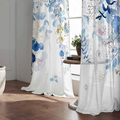 Blue Botanical Curtains 96 Inches Long - Image 3