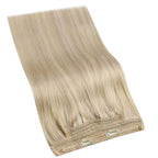 YoungSee 135g Invisible Wire Hair Extensions Real Human Hair Highlights Wire Human Hair Extensions Ash Blonde Highlights Bleach Blonde Headband Hair Extension Human Hair for Natural Look 24inch