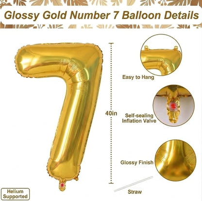 Gold Number 17 Balloon 40 Inch, Shiny Foil Decor - Image 4