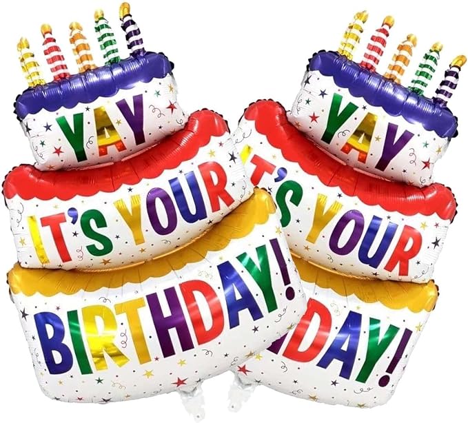 2pcs Happy Birthday Balloon Big 41" Foil Inflated Mylar Balloons by BIEUFBJI