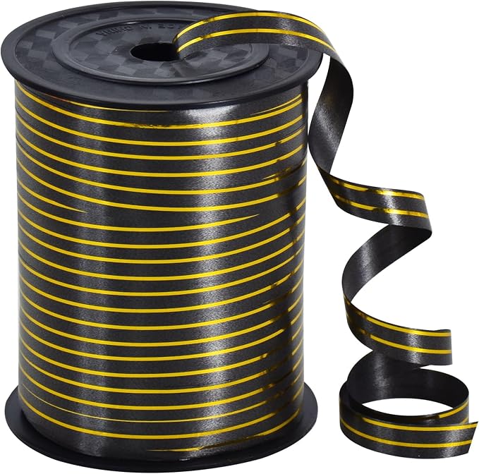 TONIFUL Curling Ribbon-Black Gold Balloon Curling Ribbons-250 Yards Balloon by TONIFUL